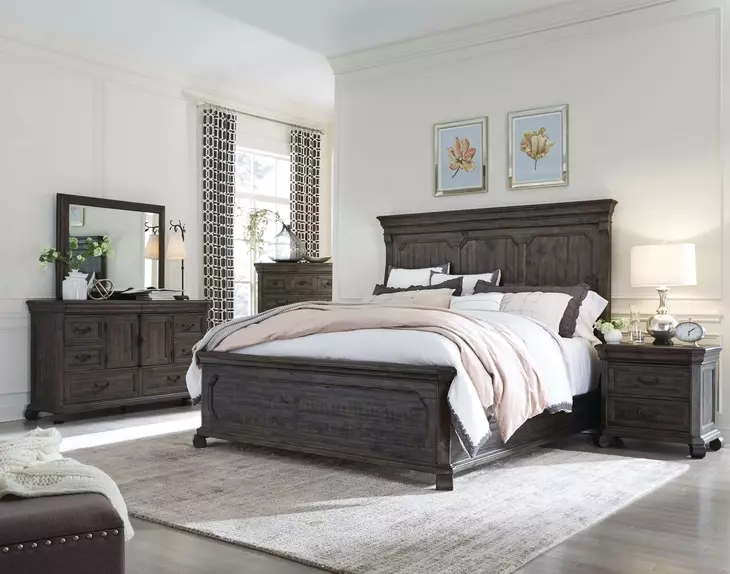 Bellamy Peppercorn 8 Drawer Dresser with Rectangular Mirror
