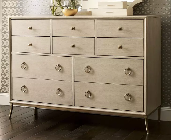 Lenox Alabaster 10 Drawer Ventura Dresser with Rectangular Sarbonne Mirror