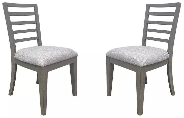 Pure Modern Beige Performance Fabric Ladder Back Dining Chair Set Of 2