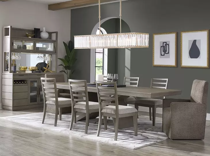 Pure Modern Beige Performance Fabric Ladder Back Dining Chair Set Of 2