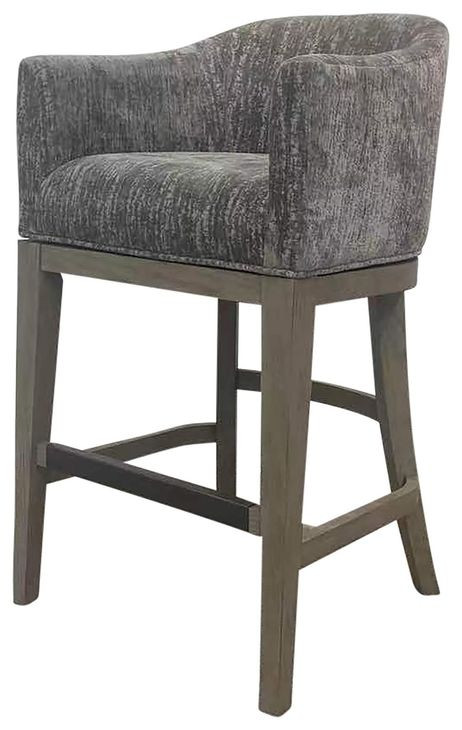 Pure Modern Brown Performance Fabric Upholstered Swivel Bar Stool