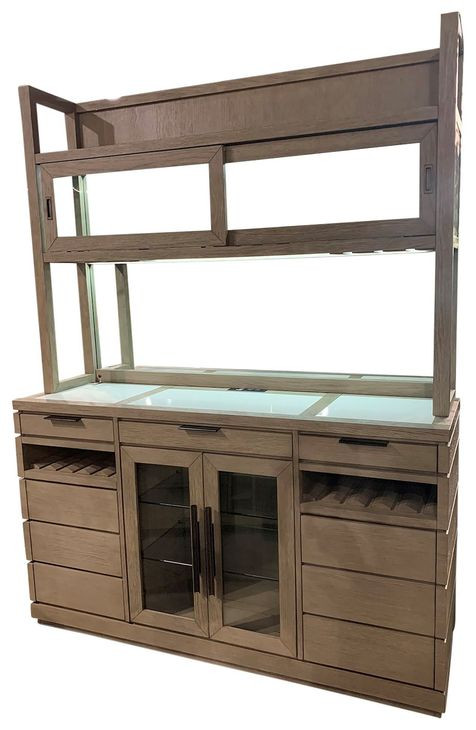 Pure Modern Moonstone Buffet with Open Hutch