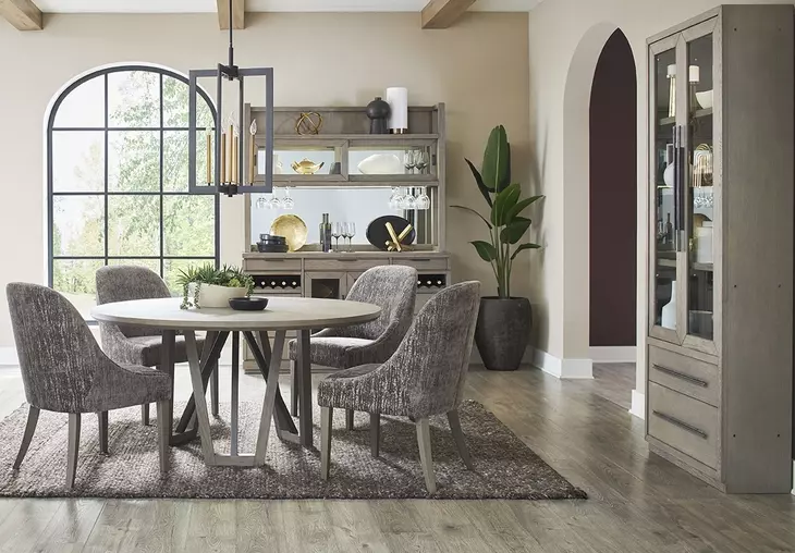 Pure Modern Moonstone Buffet with Open Hutch