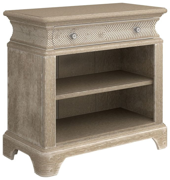 Summer Creek Scrubbed Oak 1 Drawer Open Nightstand with USB Charging