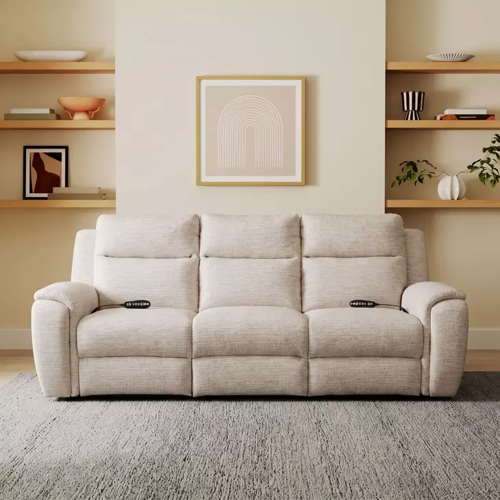 Drake Suede 95" Zero Gravity Double Power Reclining Sofa with Massage and USB Charging