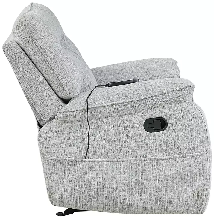 Chablis Mist Gray Reclining Living Room Set with USB Charging