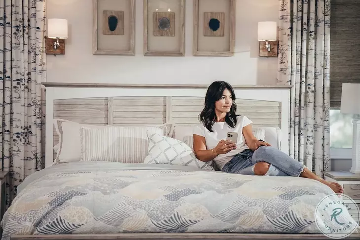 Island Haven Dapple Grey and Blanc King Headboard