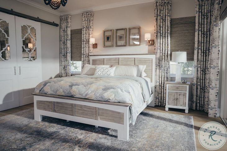 Island Haven Dapple Grey and Blanc Bedroom Set