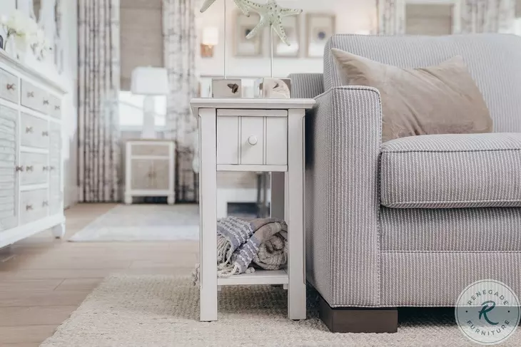 Riviera Blanc Rectangular Chairside Table