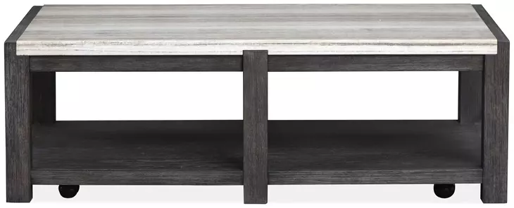 Plum Creek Ravenwood Black and White Rectangular Marble Top Cocktail Table