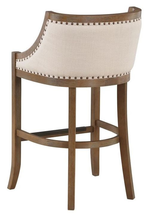 Houston Ivory Upholstered Bar Stool with Nailhead Trim