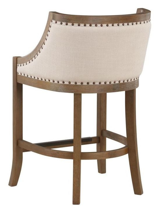 Houston Ivory Upholstered Counter Height Dining Stool with Nailhead Trim