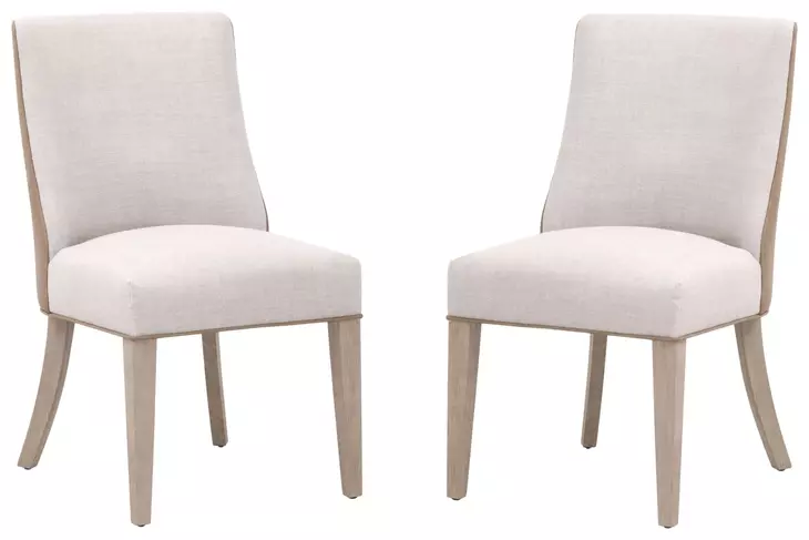 Duet Bisque French Linen And Ivanhoe Toast Performance Fabric Dining Chair Set Of 2