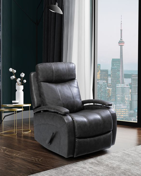Duffy Ryegate Gray Leather Swivel Glider Recliner