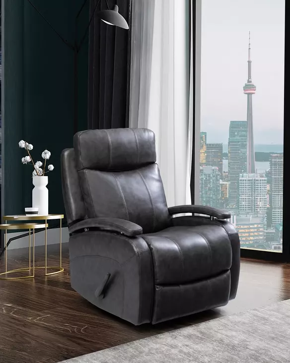 Duffy Ryegate Gray Leather Swivel Glider Recliner