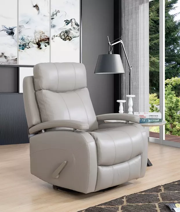 Duffy Gable Dove Leather Swivel Glider Recliner