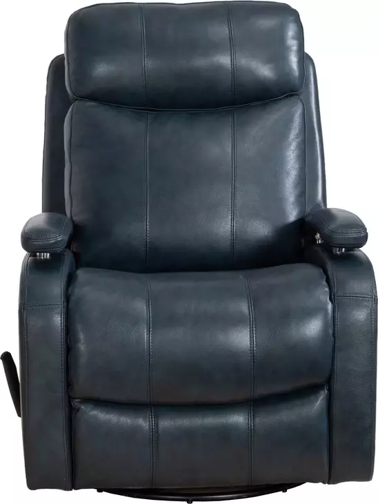 Duffy Ryegate Sapphire Blue Leather Swivel Glider Recliner