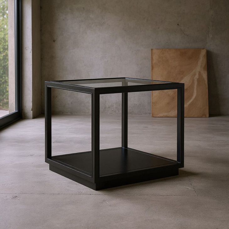 Glaze Onyx Square Glass Top End Table