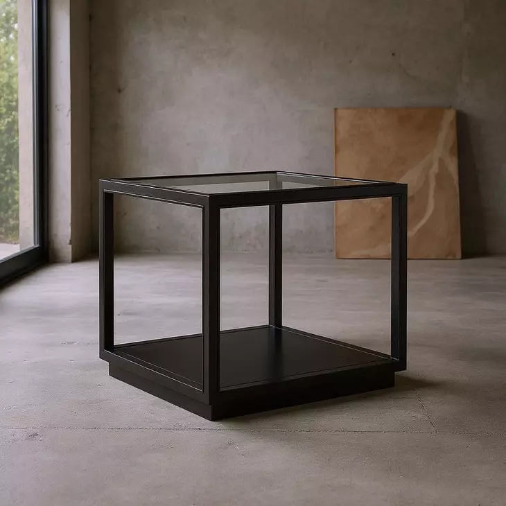 Glaze Onyx Square Glass Top End Table