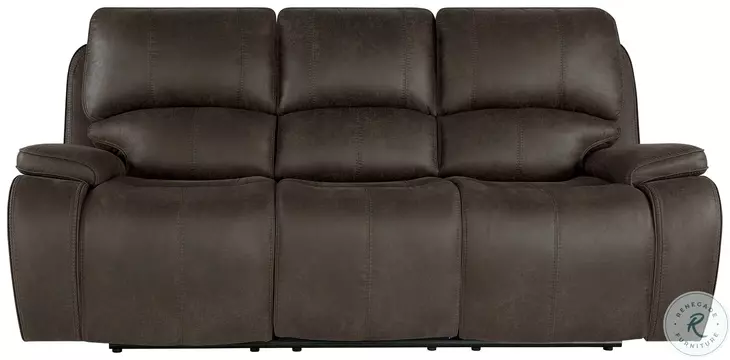 Brookings Brown Power Reclining 88" Sofa Power Headrest And Footrest