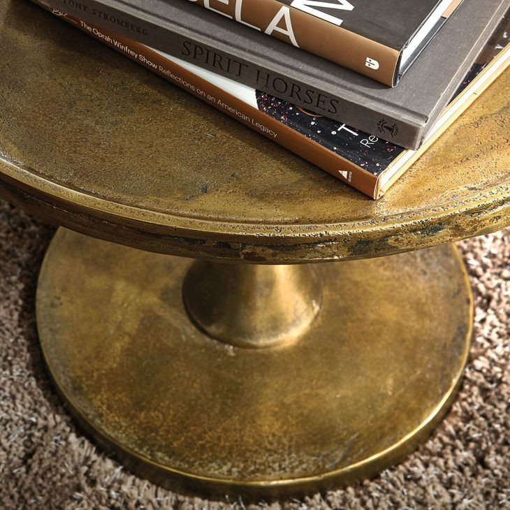 Benson Vintage Brass Round Chairside Table