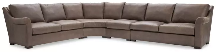 Keirnan Brown Leather 4 Piece Modular Sectional with Pillows