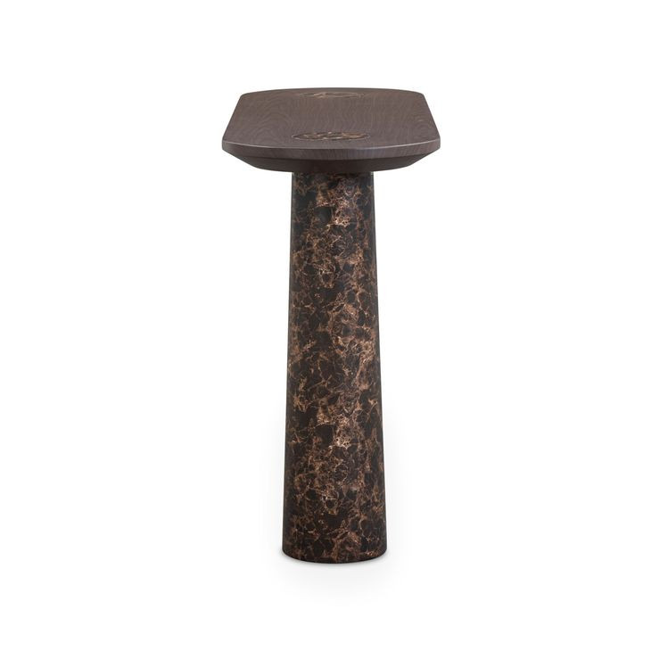 Braya Dark Brown Oval Concrete Top Console Table