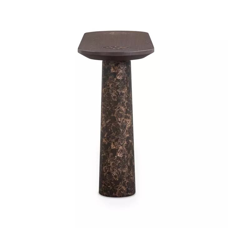 Braya Dark Brown Oval Concrete Top Console Table