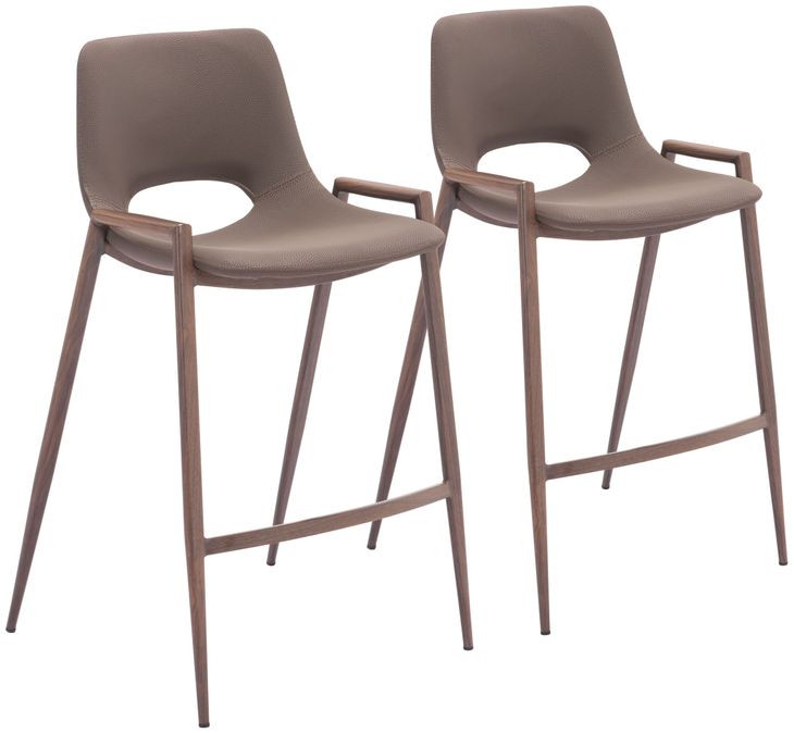 Desi Brown and Walnut Counter Height Stool Set of 2