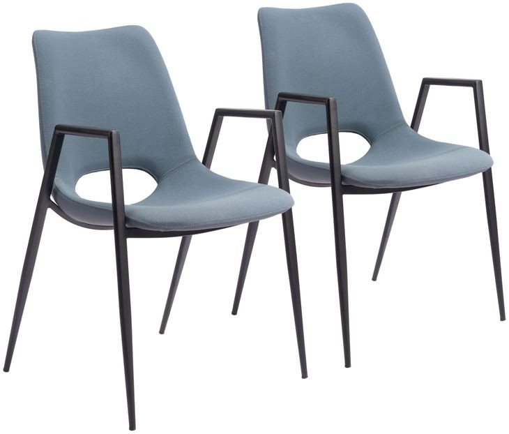 Desi Blue and Black Dining Chair Set of 2