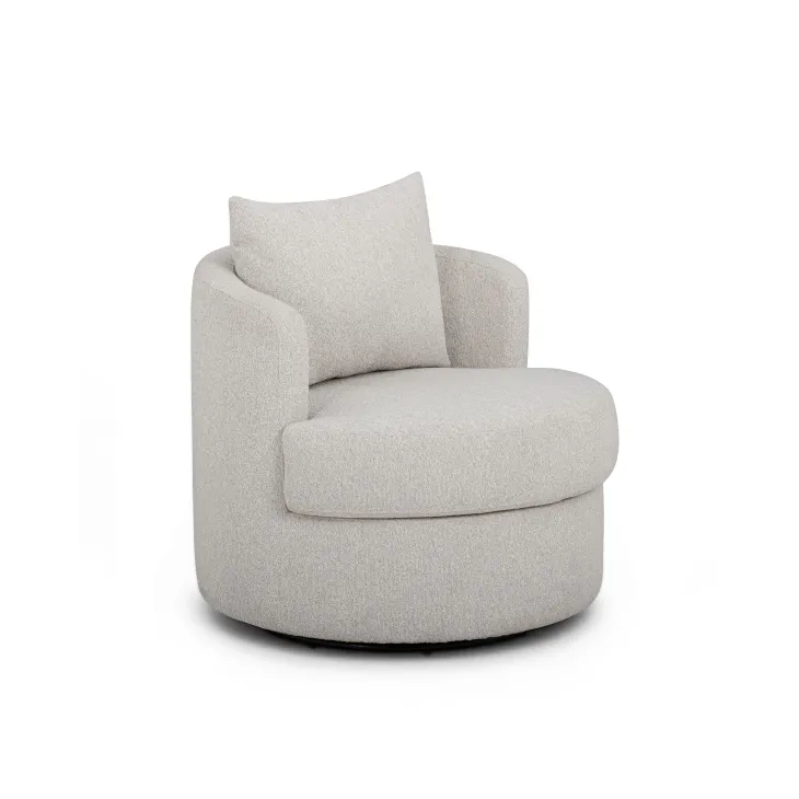 Silvi Off White Upholstered Swivel Accent Chair