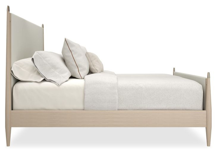 Rhythm Ivory and Sun Drenched Oak Performance Fabric King Upholstered Panel Bed