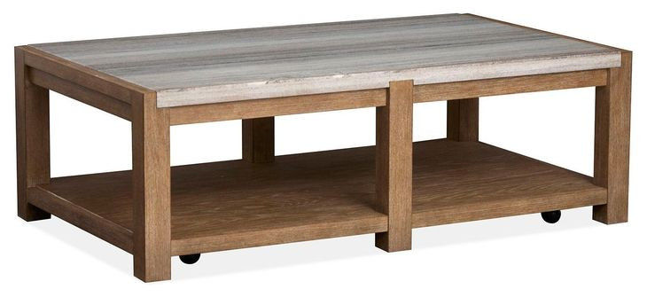 Foxrun Hollow Sierra Brown Rectangular Marble Top Cocktail Table