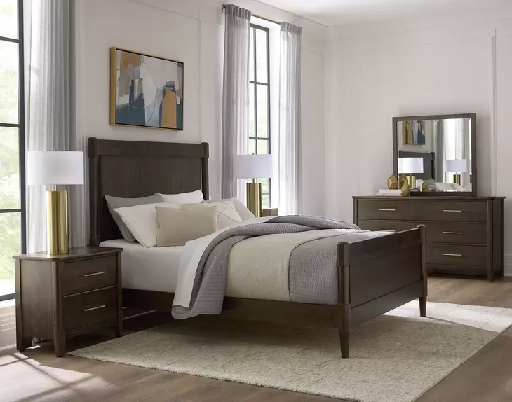 Nordhaven Nordic Walnut Queen Poster Bed