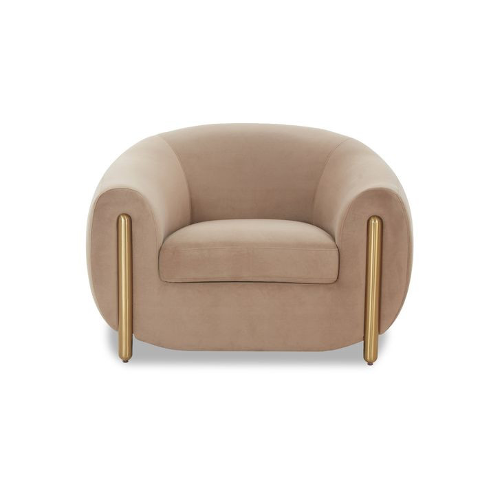 Lina Cafe Au Lait Performance Velvet Upholstered Accent Chair