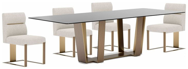 Counter Balance Smoked Bronze and Brushed Gold Dining Room Set