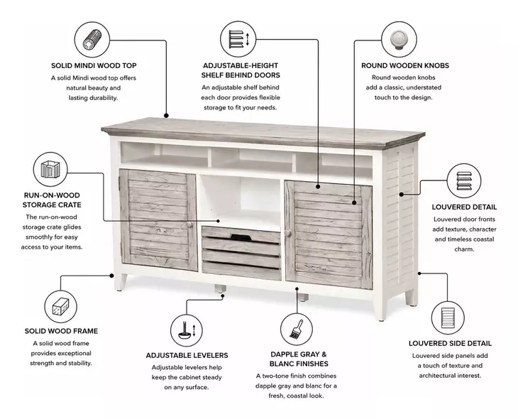 Island Haven Dapple Grey and Blanc Entertainment Center