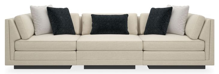Fusion Beige 3 Piece Modular Sofa Sectional with Pillows