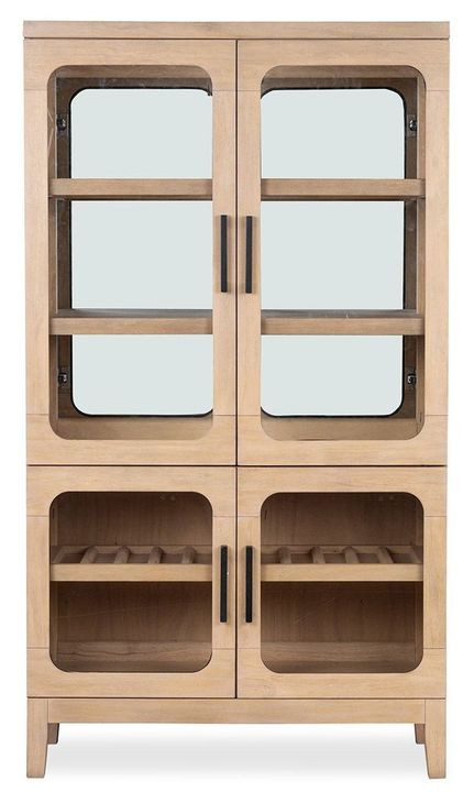 Somerset Butternut 4 Glass Door Buffet Curio with LED