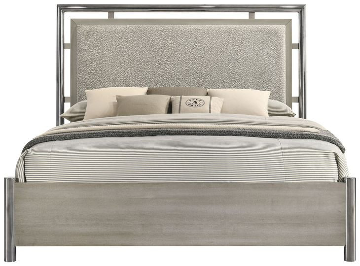 Lennox Gray Queen Upholstered Panel Bed