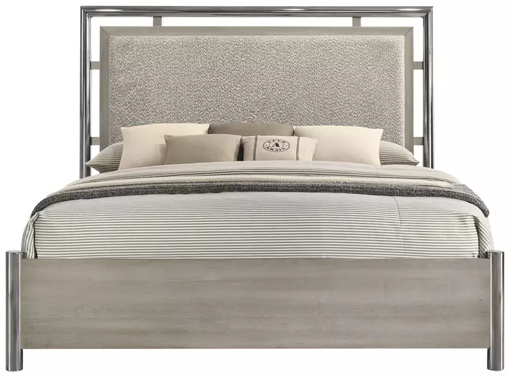 Lennox Gray Queen Upholstered Panel Bed