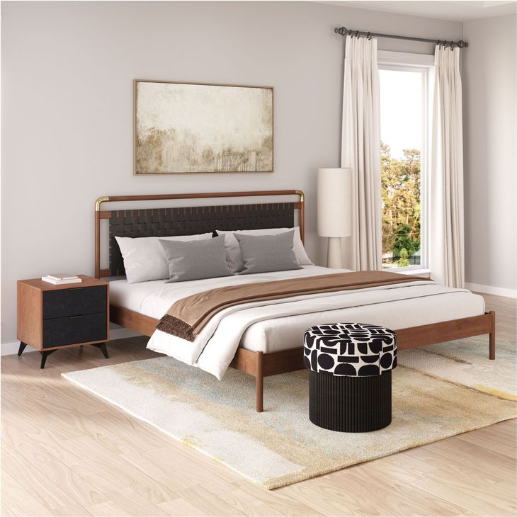 Netz Black And Walnut King Panel Bed