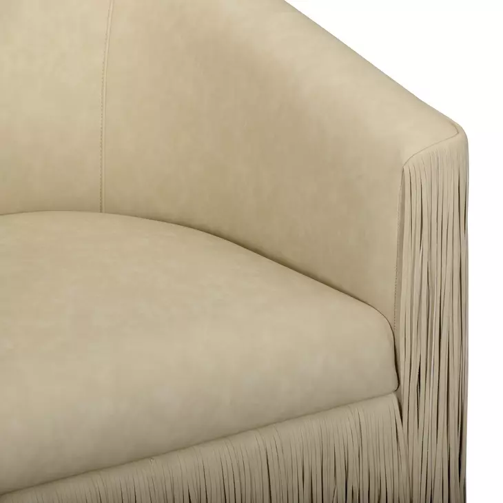 Shag Me Tan Upholstered Swivel Accent Chair