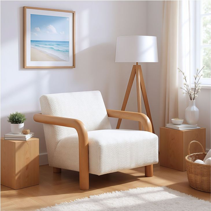 Subliem Cotton White Accent Chair