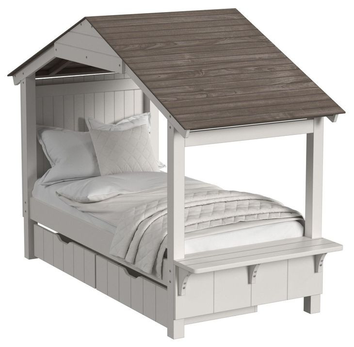 Lodge Cookies and Cream Twin Novelty Bed with Full Roof