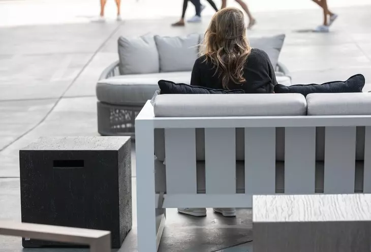 Newport Canvas Natural 65" Outdoor Loveseat