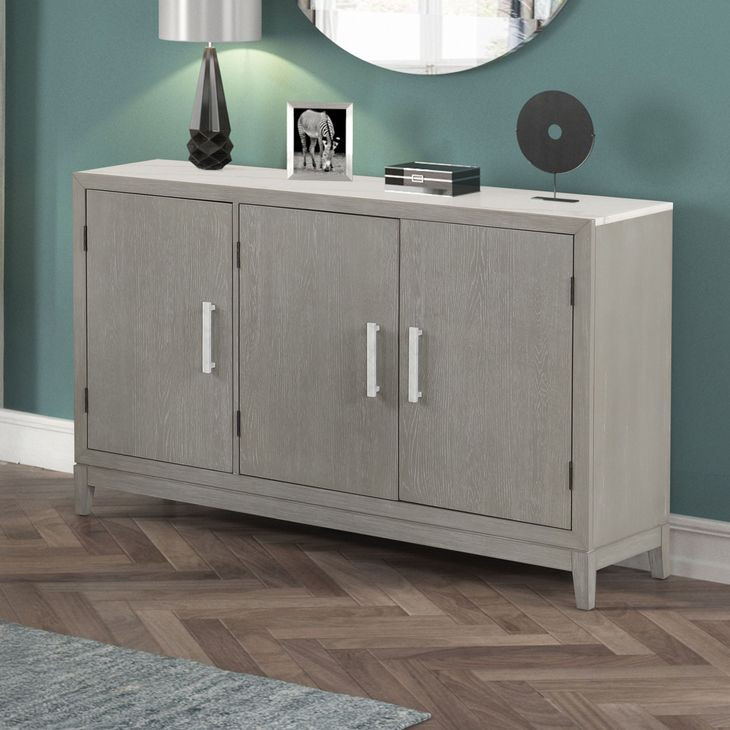 Essence Gray and White 3 Door Marble Top Server