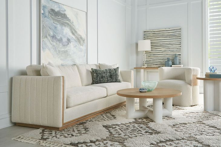 Cassat Channeled White Living Room Set