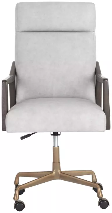 Collin Saloon Light Gray Leather Upholstered Office Chair