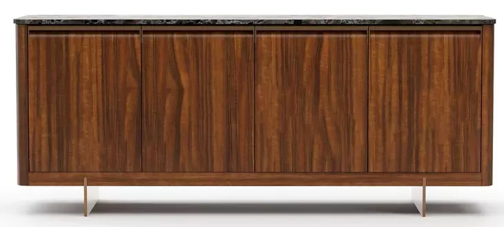 Altura Smoked Walnut and Champagne Gold 4 Door Stone Top Sideboard